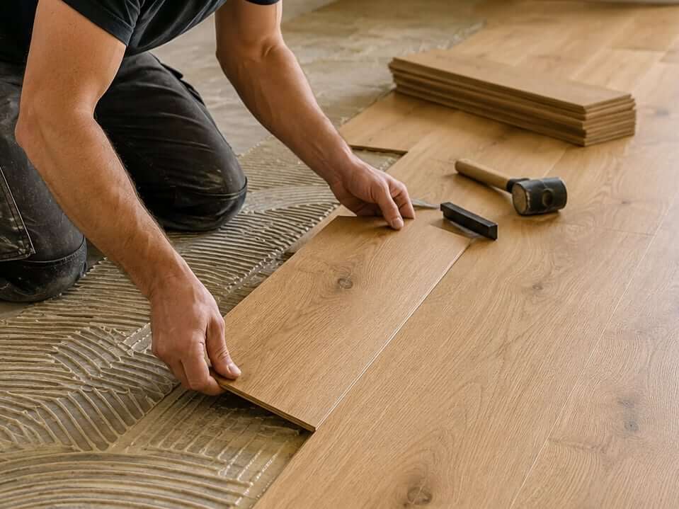 Fachgerecht verlegter Parkettboden in einem Wohnraum als Beispiel für Parkettarbeiten in München